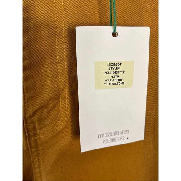 Brand New Cosmic Blue Love Women's 30T Mustard Yellow Tailored Cuffed Pants - Picture 3 of 9